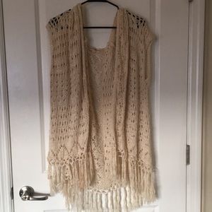 Crocheted cardigan.